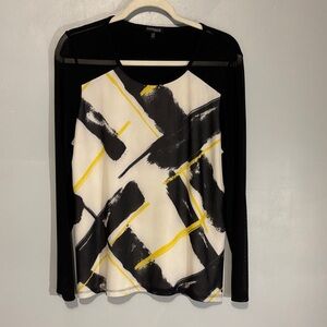 Abstract Black and Yellow Long Sleeve Top